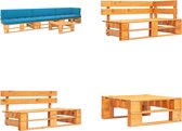 vidaXL 4-delige Loungeset pallet honingbruin geïmpregneerd grenenhout - Pallet Loungeset - Pallet Loungesets - Tuinset - Tuinsets