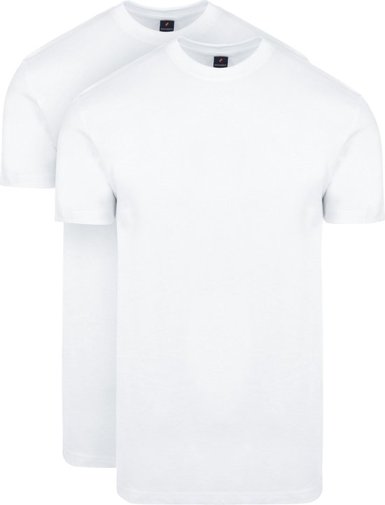 Suitable - Obra T-Shirt Hoge Ronde Hals Wit 2-Pack - Heren - Maat M - Regular-fit