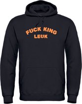 Koningsdag hoodie zwart L - Fuck king leuk - soBAD. | Oranje hoodie dames | Oranje hoodie heren | Oranje sweater | Koningsdag