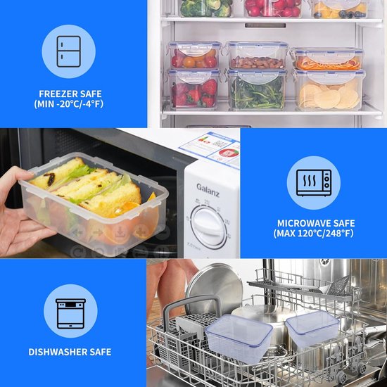 FOOYOO 32-delige voedselopslagcontainer met deksels (16 containers 16 deksels) - plastic voedselcontainers met deksel, luchtdichte lekbestendige kliksluiting, BPA-vrije opslagcontainers