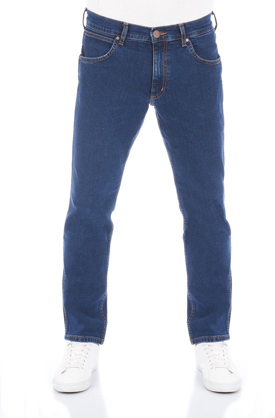Wrangler Heren Jeans Broeken Greensboro regular/straight Fit Blauw 42W / 34L Volwassenen Denim Jeansbroek