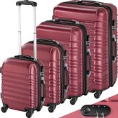 tectake® - Kofferset trolleyset reiskoffer handbagage - 4 delig - ABS hardshell - Rood - trolleykoffer - reis koffer set - luxe kofferset - abs kofferset