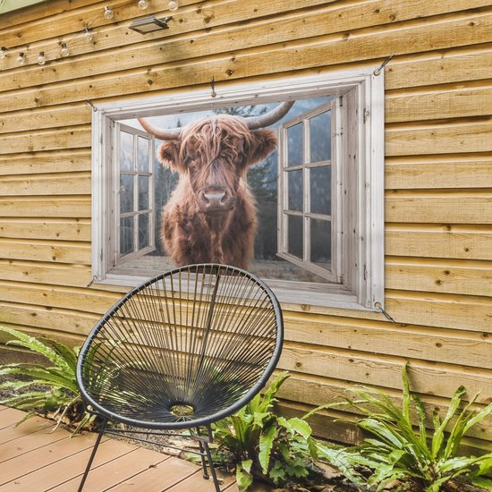 Affiche de jardin Scottish Highlander - Vache - Berg - Transparent - 120x80 cm