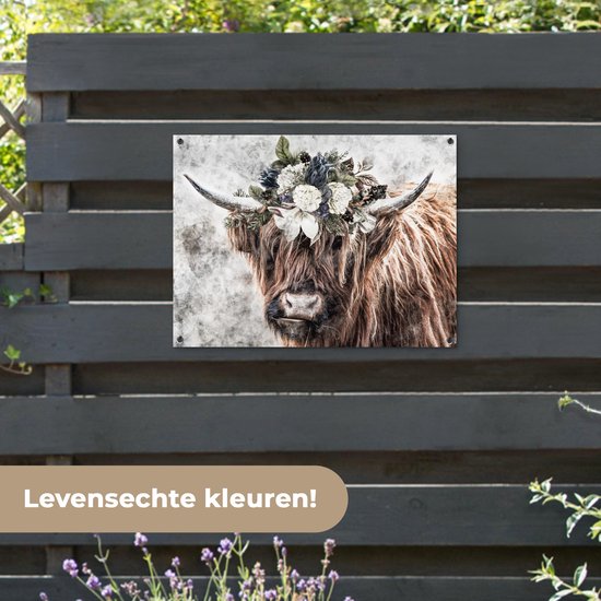 Tableau de jardin Highlander écossais - Fumée - Flora - 80x60 cm - Affiche de jardin