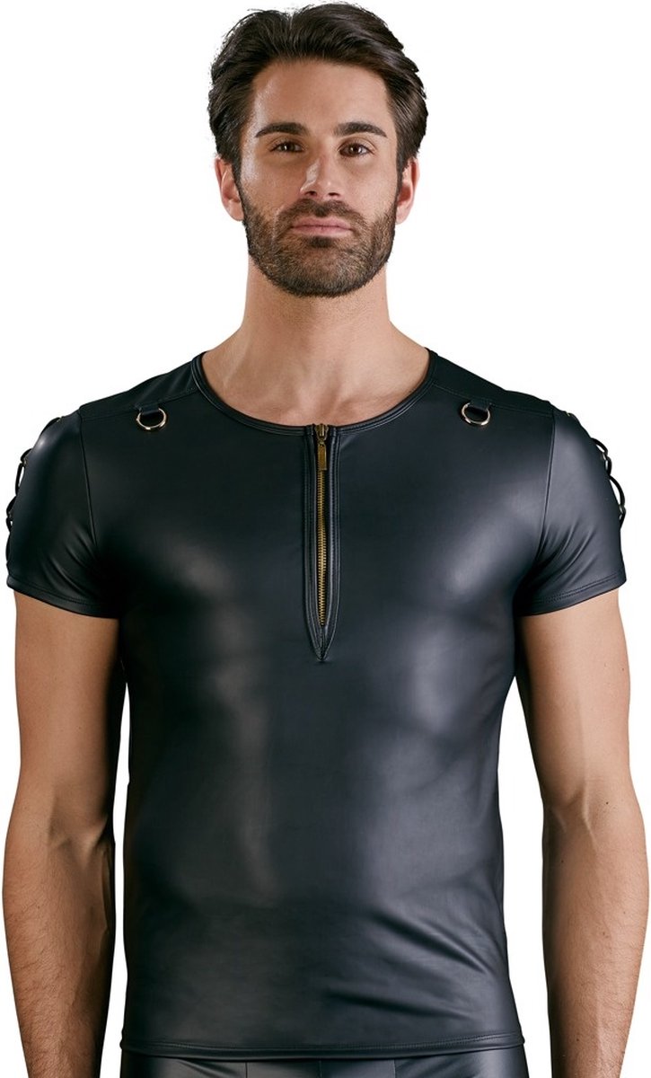 Goedkoopste Wetlook Shirt met Rijgveters en O-ringen