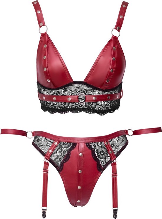 Bra Set Bondage - Rood & Zwart