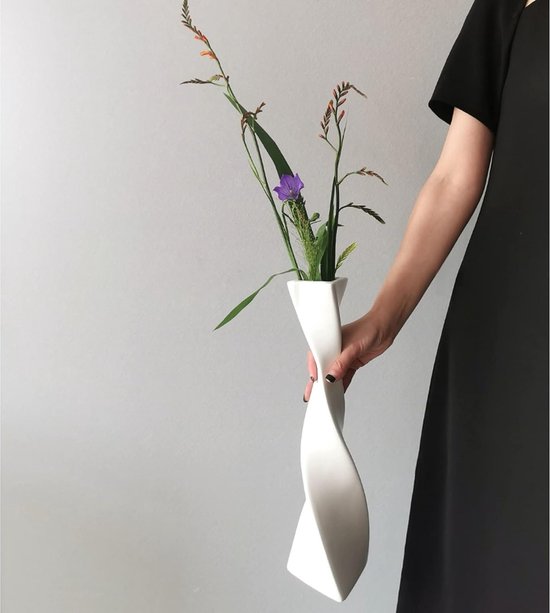 Lot De 3 Vases En Céramique Blanche - Motif Martelé - Design Moderne - Pour Fleurs Séchées Ou Artificielles - 3
