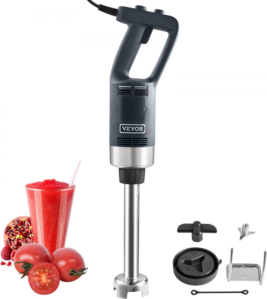 pureemixer elektrische staafmixer 500 W, krachtige blender instelbaar 4000-18000 tpm, roestvrijstalen multifunctionele staafmixer 660 mm afneembare roerstaaf, inclusief wandhaak en vervangende meskop