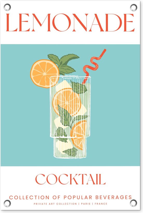 Tuindecoratie Cocktail - Lemonade - Vintage - Zomer - 40x60 cm - Tuinposter - Tuindoek - Buitenposter