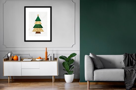 Cadre photo avec affiche - Sapin de Noël - Énonciations - Joyeux Noël - Citations - Noël - 60x80 cm - Cadre pour affiche - Décorations de Noël de Noël pour l'intérieur - Noël