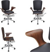 vidaXL Kantoorstoel draaibaar gebogen hout en kunstleer - Kantoorstoel - Kantoorstoelen - Computer En Tafelstoel - Computer En Tafelstoelen