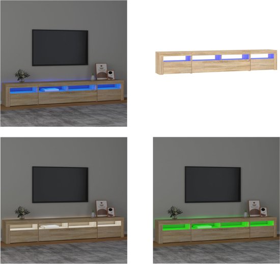 vidaXL Tv-meubel met LED-verlichting 240x35x40 cm sonoma eikenkleurig - Tv-kast - Tv-kasten - Tv-meubel - Tv-meubel Met LED-verlichting