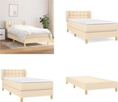 vidaXL Boxspring met matras stof crèmekleurig 90x190 cm - Boxspring - Boxsprings - Bed - Slaapmeubel