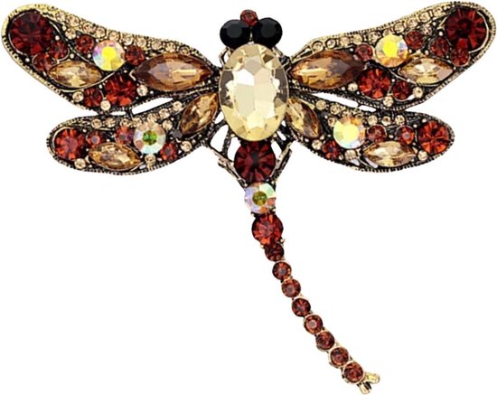 Broche décorative libellule libellule marron Coffee 9 cm/6,8 cm/ Coffee marron Goud