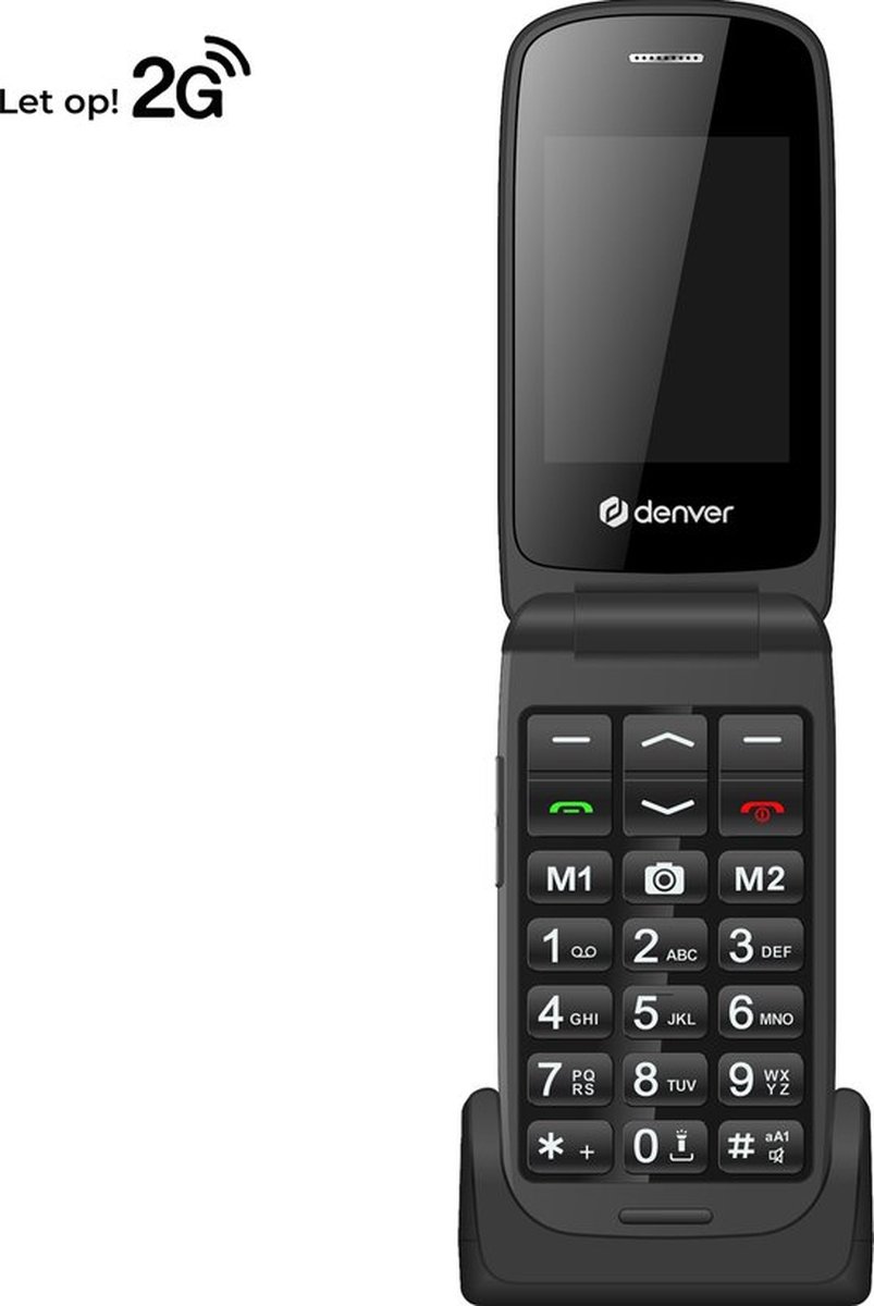 Denver - Senioren Mobiele Telefoon GSM Met Oplaadstation, Grote Toetsen en FM Radio