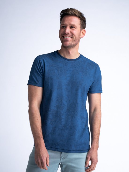 Petrol Industries - Heren Tropisch T-shirt Lowside - Blauw - Maat XL