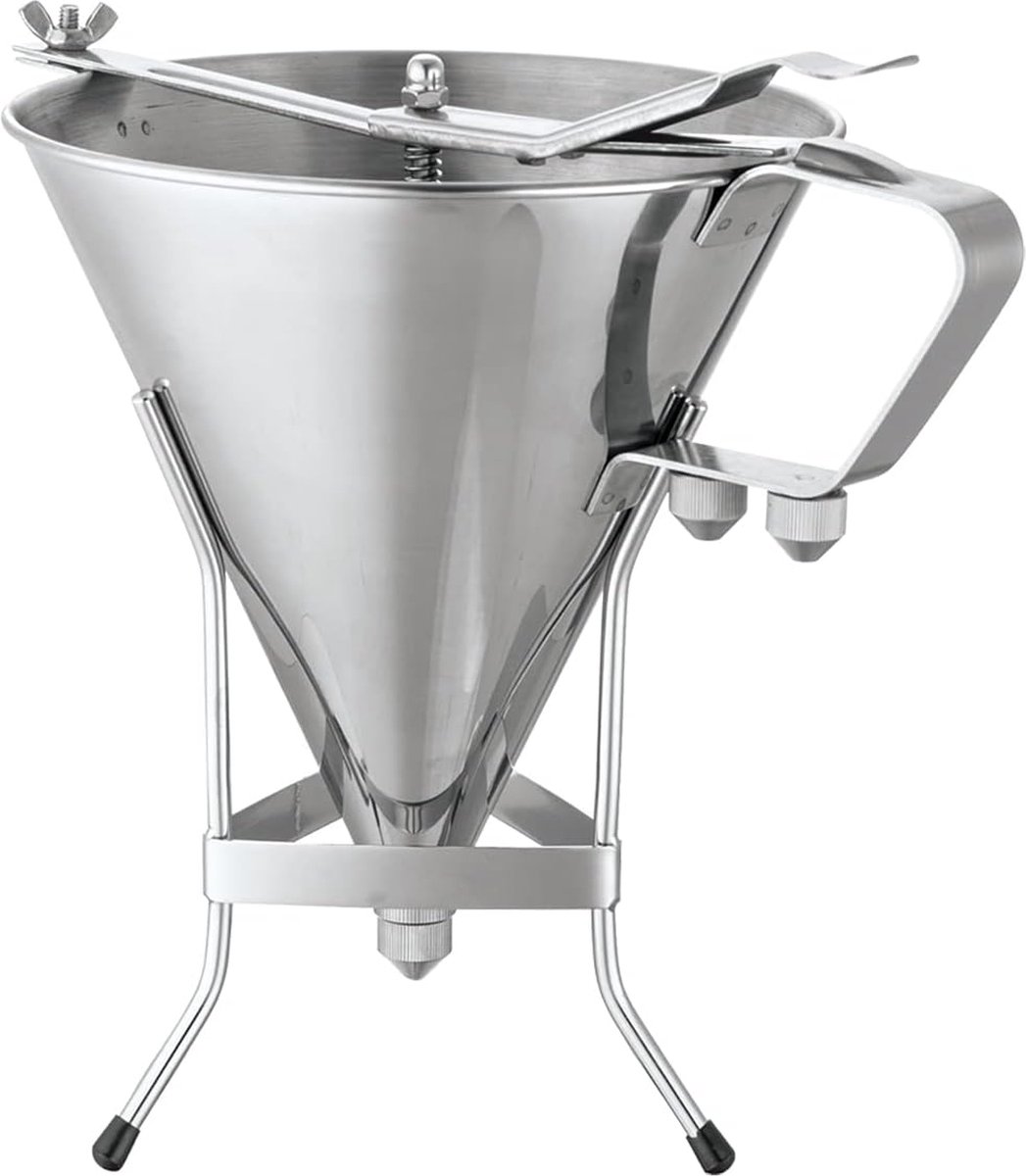 Confect trechter met standaard en drie sproeiers roestvrij staal commercial grade taartgereedschap nauwkeurige dosering en vulling diameter 7-1 4 inch