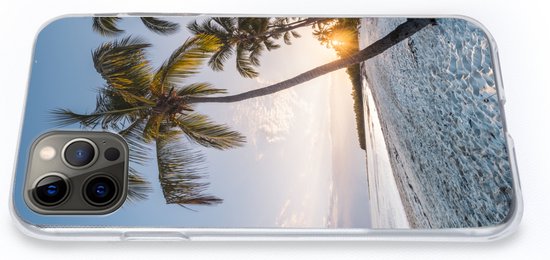 Coque iPhone 13 Pro - Plage - Coucher de soleil - Palmier - Siliconen - Noël - Cadeaux - Cadeaux chaussures