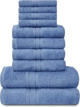 handdoeken, 10-delige set, 100% Egyptisch katoen, 4 x gezicht, 4 x hand, 2 x badhanddoek, premium kwaliteit, zeer waterabsorberende badkameraccessoires, machinewasbaar, blauw