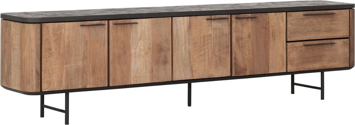 DTP Home Soho tv-meubel teakhout en Mortex naturel / zwart - 230 x 40 x 60 cm