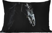 Buitenkussens - Tuin - Paard - Licht - Zwart - 50x30 cm