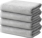 Handdoekenset, 4 handdoeken 50 x 100 cm, voor huishouden, haarverzorging, nagelverzorging, 100% prima katoen, zeer zacht en absorberend, Oeko-Tex gecertificeerd, 500 g/m2, lichtgrijs