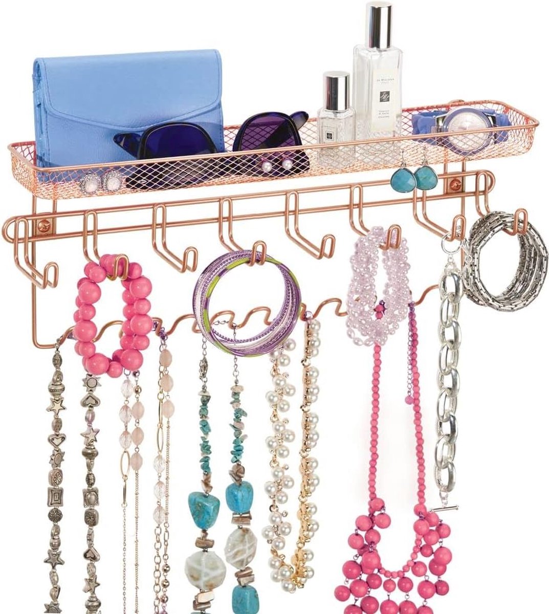 Sieraden Wandhanger - Display Opslag Armband Houder Wandmontage 32 Haken, Over Deur Ketting Hanger Grote Capaciteit Sieraden Opslag Haken, voor Deuren Garderobe