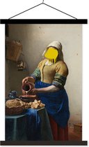 Posterhanger incl. Poster 40x60 cm - Schoolplaat - Melkmeisje - Johannes Vermeer - Verf - Textielposter - Zwarte latten