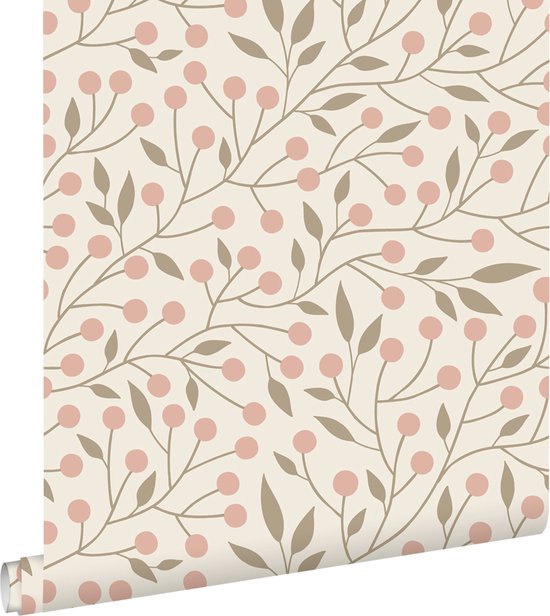 ESTAhome behang bloemmotief wit en roze - 53 cm x 10.05 m - 139589