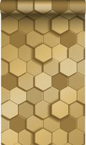 Origin Wallcoverings eco-texture vliesbehangpapier 3d hexagon motief goud - 347971 - 0.53 x 10.05 m