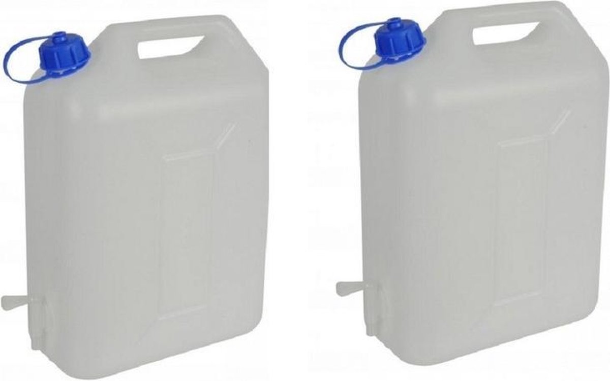 2x Jerrycan voor water met kraantje 10 liter waterjerrycans