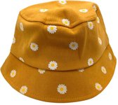 Zomerhoed daisy - meisjes - kinderen - geel - vissershoed - bucket hat - madeliefjes - 2 t/m 5 jaar