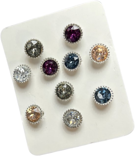 Pin Broche Stitch Boutons Pin Set Diamant Cinq Couleurs 1 cm / 1 cm / Multicolore (argent)
