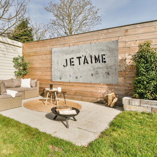 Schuttingposter Quotes - Je t'aime - Ik hou van jou - Frans - Liefde - 200x100 cm - Tuindoek