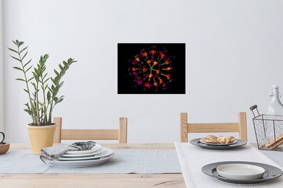 Muurstickers - Sticker Folie - Bloemen - Oranje - Roze - Zwart - 40x30 cm - Plakfolie - Muurstickers Kinderkamer - Zelfklevend Behang - Zelfklevend behangpapier - Stickerfolie