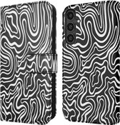 iMoshion Hoesje Geschikt voor Samsung Galaxy S23 FE Hoesje Met Pasjeshouder - iMoshion Design Bookcase smartphone - Meerkleurig / Black And White