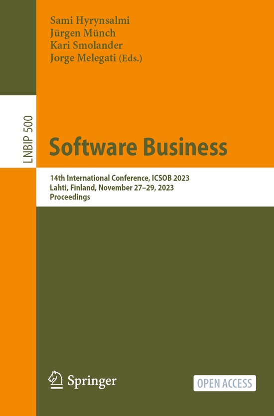 Lecture Notes in Business Information Processing500- Softwar ... - cover