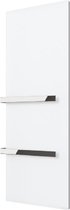Luxe handdoekverwarmings infraroodpaneel wit satijn met 1 open 55 cm chroom beugel 660W