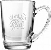 Gegraveerde Theeglas 32cl Love is real - valentijnsdag - valentijn