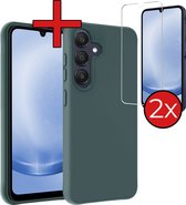 Hoesje Geschikt voor Samsung A25 Hoesje Siliconen Case Hoes Met 2x Screenprotector - Hoes Geschikt voor Samsung Galaxy A25 Hoes Cover Case - Donkergroen