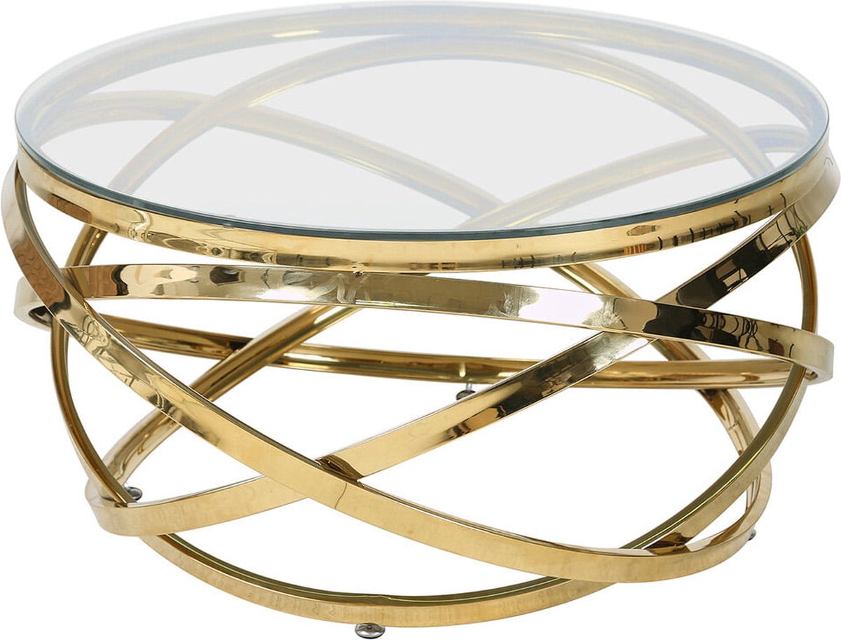 Salontafel Paris Goud - Metaal - Rond - 80x80cm - Hoogte 42 cm