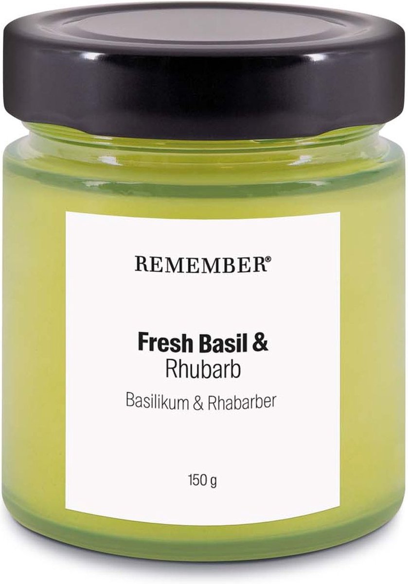 Remember - Geurkaars Basilicum Rabarber - Sojawax - Groen