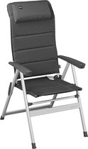 Campout Standenstoel Colibri - 7-standen stoel - Rugleuning 117 cm - Vouwstoel - Compact opvouwbaar - Inklapbaar - Campingstoel - Sneldrogend - Ruimtebesparend - Met Nekkussen - Draagvermogen max. 120 kg - Zwart-grijs