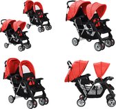 vidaXL Kinderwagen dubbel staal rood en zwart - Kinderwagen - Kinderwagens - Kinder Wagen - Kinder Wagens