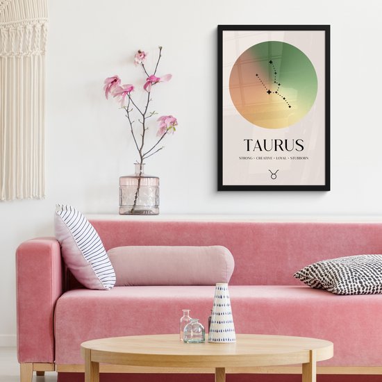 Cadre photo avec poster - Cadre pour affiche 40x60 cm - Posters - Signe du zodiaque - Taurus - Taureau - Etoiles - Signe du Zodiac - Décoration photo dans cadre - Décoration murale salon - Décoration murale chambre - Accessoires décoratifs