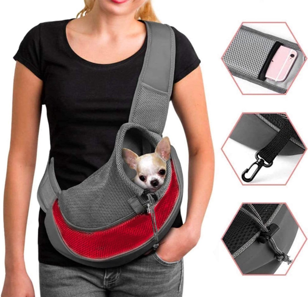 Puppyschoudertas - Comfortabele Hondendraagtas met Verstelbare Schouderriem - Stijlvolle Draagoplossing voor Kleine Honden - Ideale Reispartner voor Wandelingen en Avonturen - Duurzaam en Ademend Design