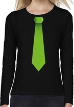Stropdas groen long sleeve t-shirt zwart voor dames L