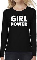 Girl Power tekst t-shirt long sleeve zwart voor dames - Girl Power shirt met lange mouwen S