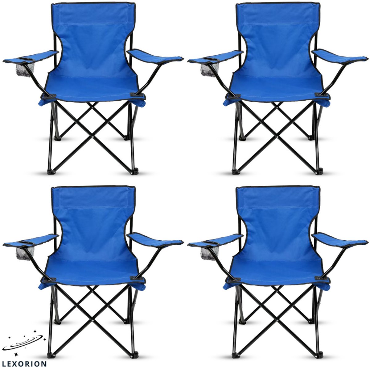 Lexorion Campingstoel - Kampeerstoel - Campingstoelen Set van 4 - Opvouwbaar Campingstoel - Strandstoel - Draagvermogen 120 kg - Klapstoel - Vouwstoel - Camping - Kamperen - Visstoel - Klapstoelen - Festival Stoel - Blauw