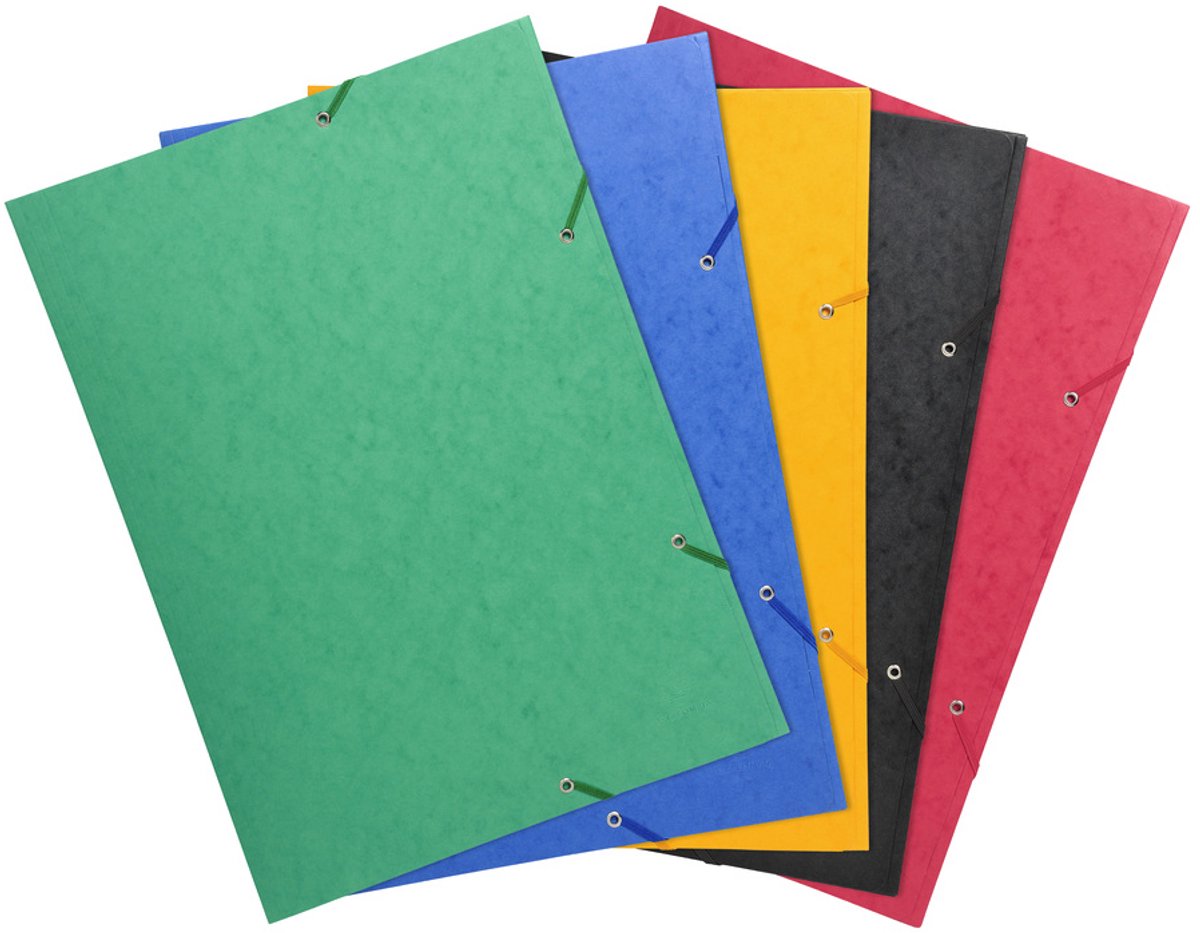 Exacompta Elastomap met 3 kleppen in glanskarton 600gm2 - A3 - Rood - 59503E